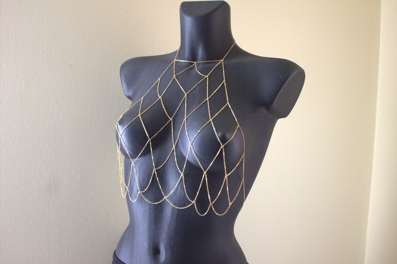 NET Body Chain Filet Body Jewelry Boho Gold Hippie Beach image 7