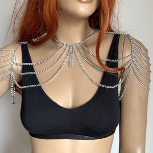 Gold Shoulder Chain, Shoulder Necklace, Rave outfit, festival jewelry, Wedding Jewelry, waist chain, Party Accessories 41