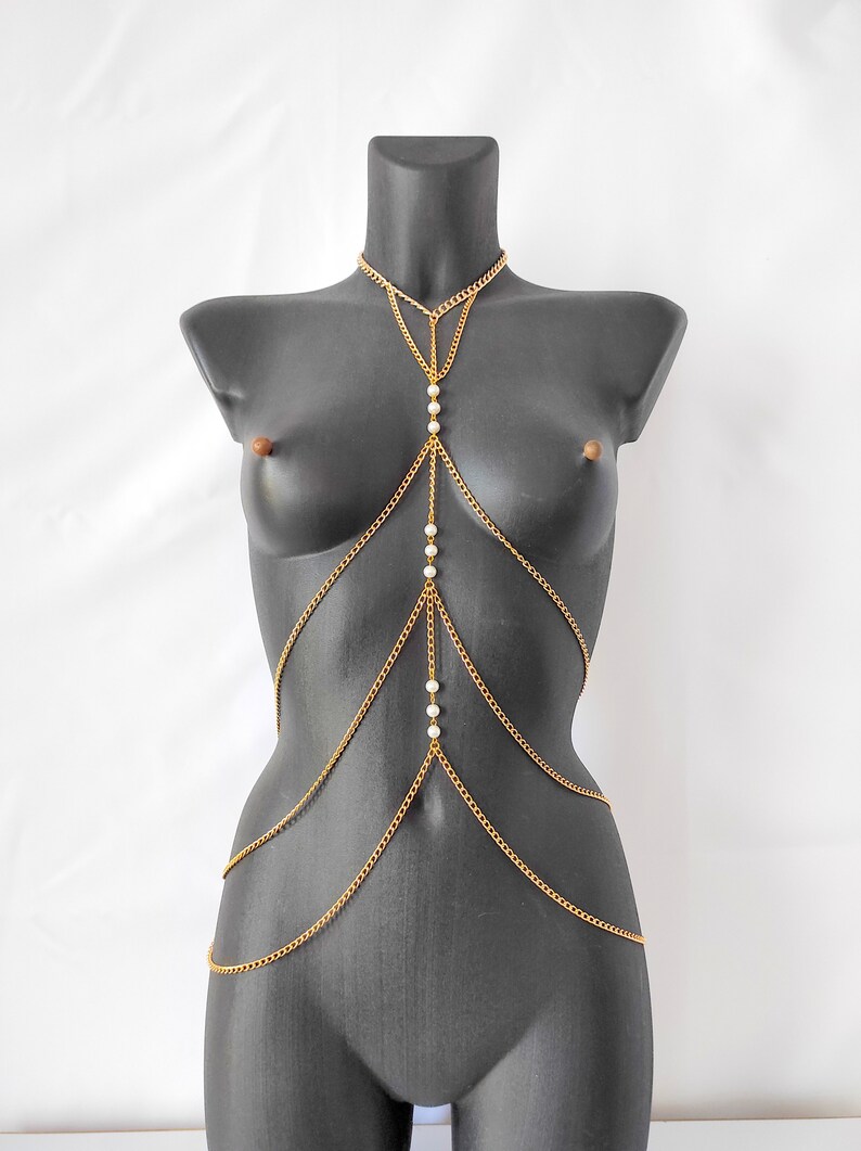 Pearl Body Chain Gold Body Jewelry wedding accessories Etsy