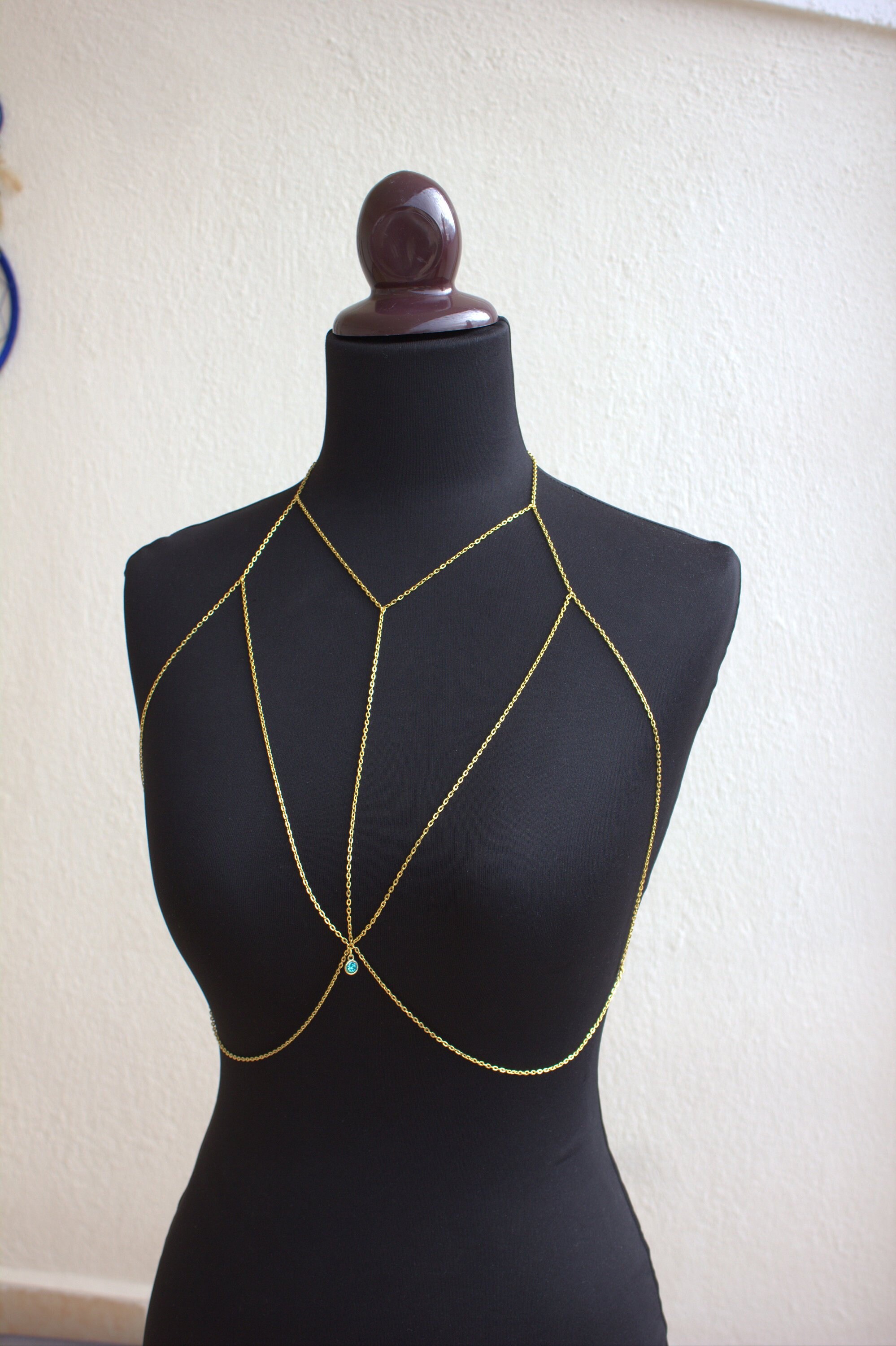 Birthstone Body Chain Bralette Chain Body Jewelry Bra Etsy