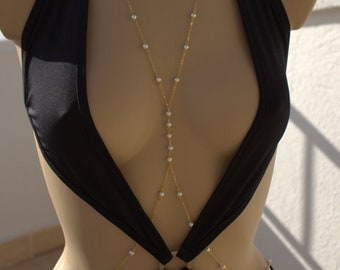 Wedding  Body Chain, Pearl Body Jewelry, Bridal Jewellery , back necklace, gift for her, honeymoon, wedding