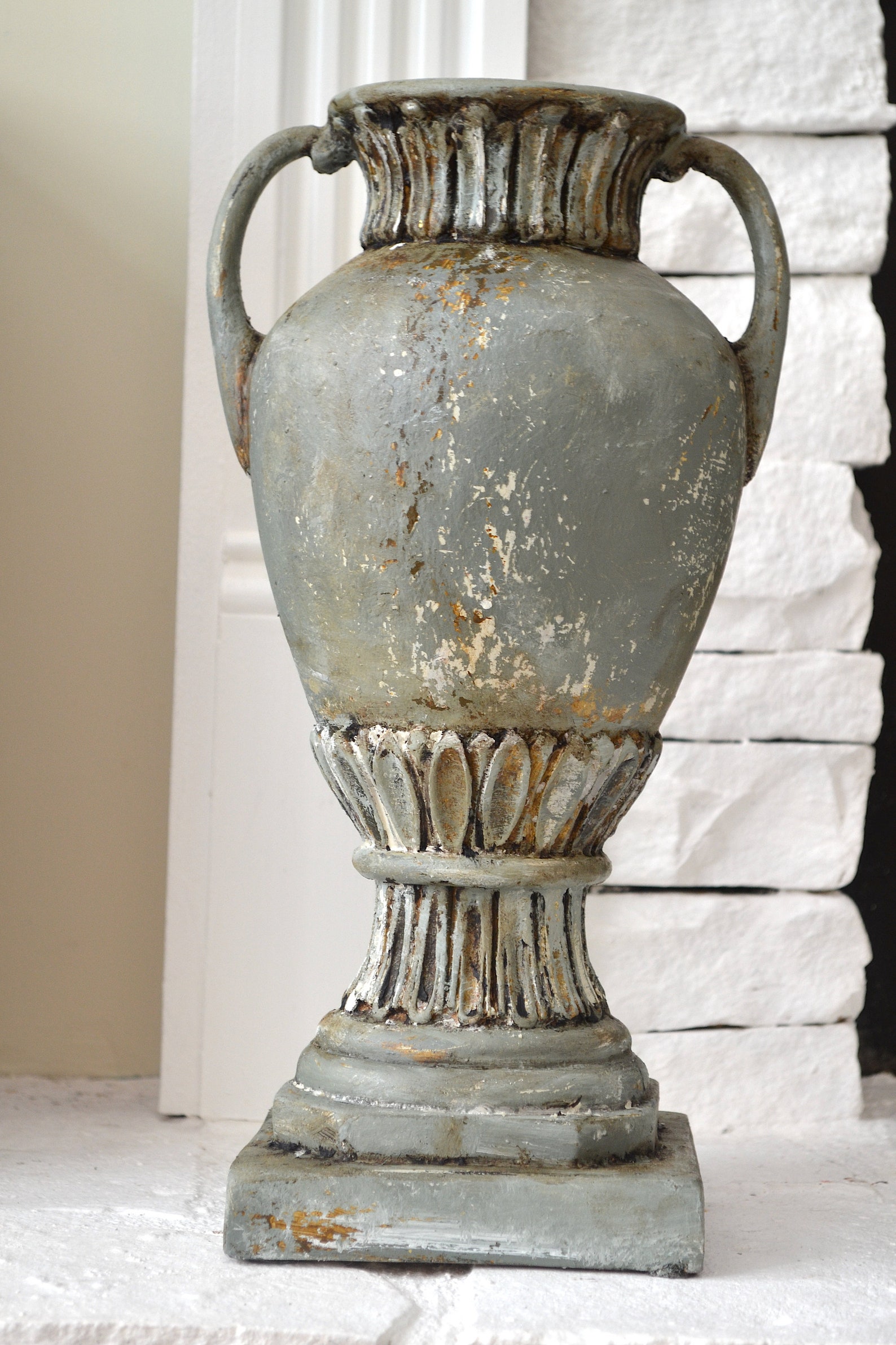 14 tall Amphora style chippy hand painted vaseRustic Etsy