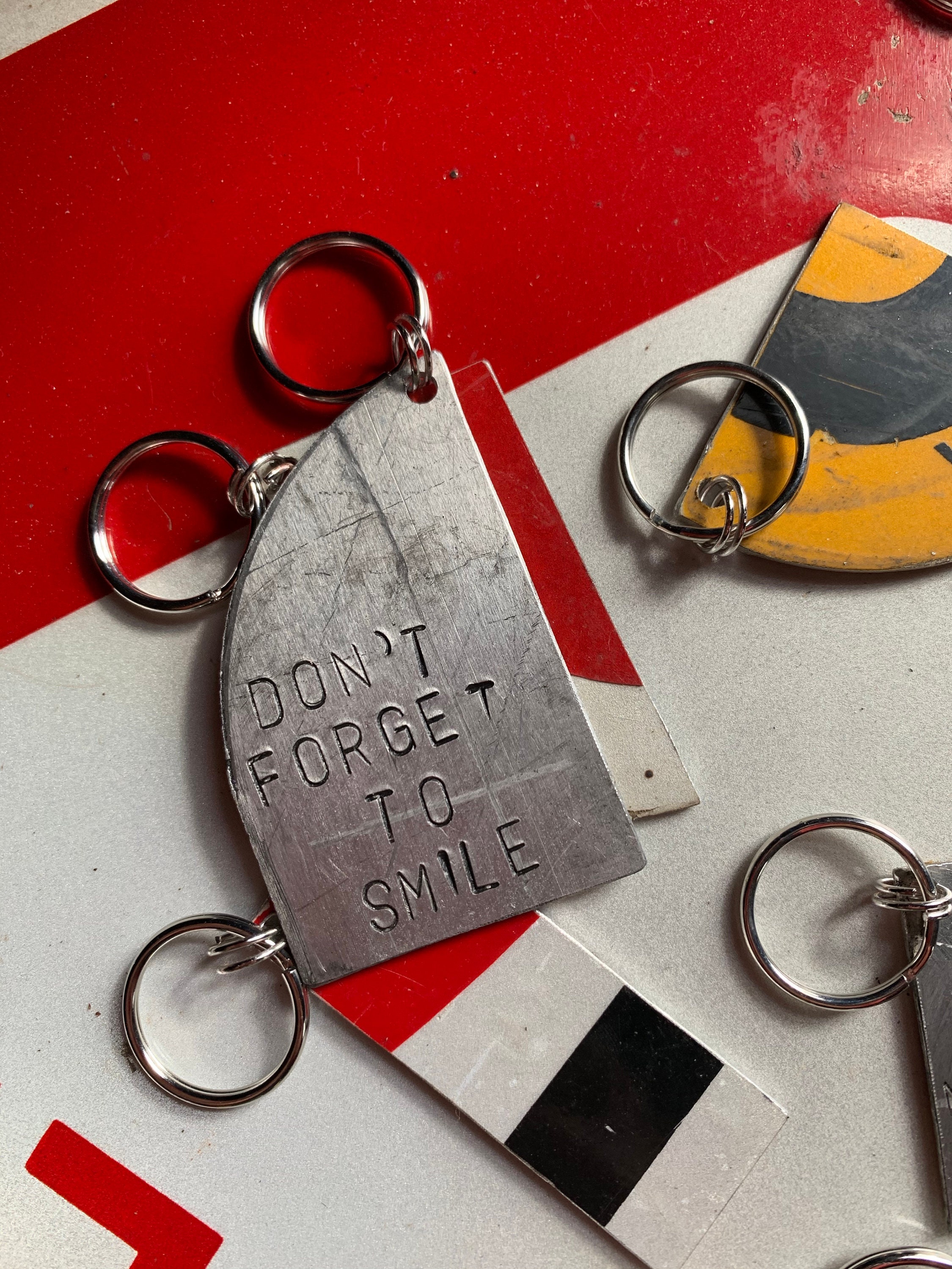 Street Sign Keychains Customizable Handstamped Reflective Etsy