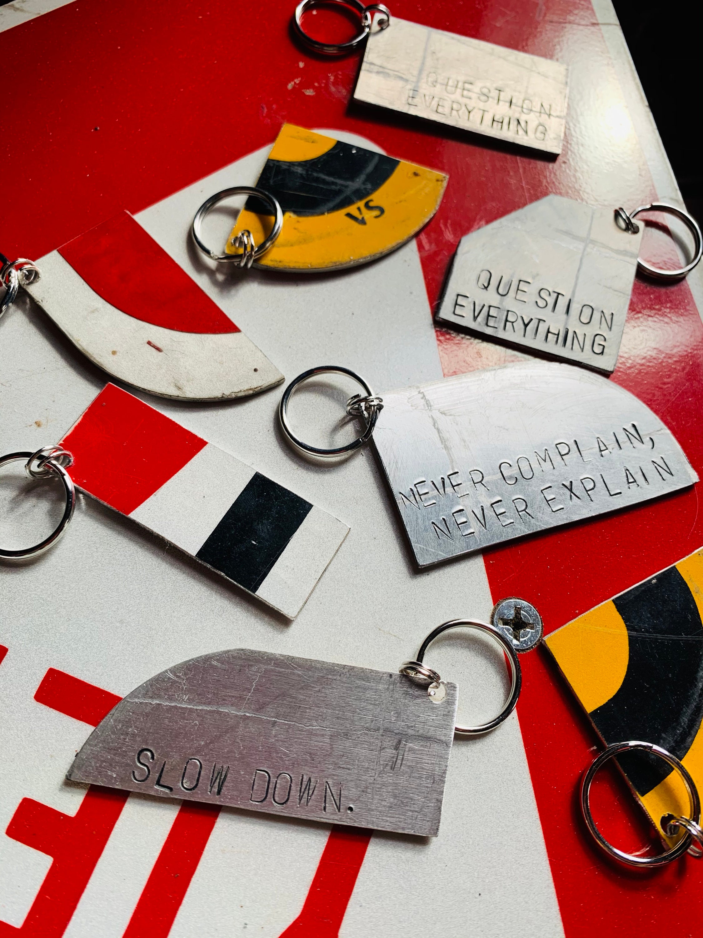 Street Sign Keychains Customizable Handstamped Reflective Etsy