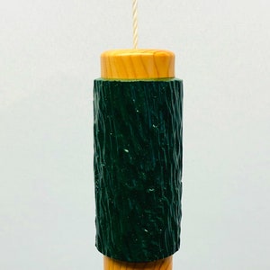 Light pull or cord pull in Irish yew wood with a textured and coloured panel in British racing green, Anglo Irish light pull, home decor