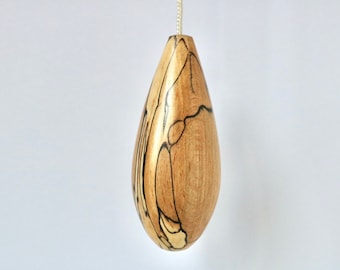 Cord pull or light pull in stunning Irish spalted beech in a minimalist teardrop design, Elegant and Functional Home accessory.