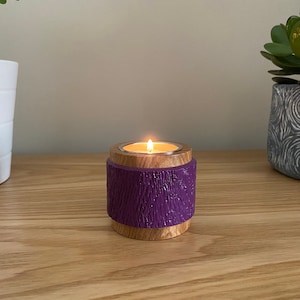 Wooden candle holder, painted tea Light holder, handmade tea light holder, artisanal lighting, coloured tea light holder