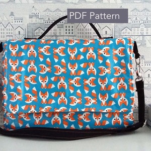 Le sac cartable Carina - Patron de couture PDF - Sac facile à nettoyer en téléchargement immédiat, modèle messager en toile cirée, modèle de sac de rentrée