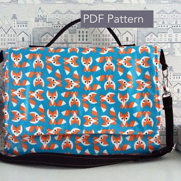 The Carina Satchel Bag - PDF Sewing Pattern - Instant download wipe clean bag, oilcloth messenger pattern, back to school bag pattern