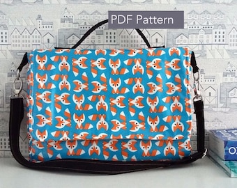 The Carina Satchel Bag - PDF Sewing Pattern - Instant download wipe clean bag, oilcloth messenger pattern, back to school bag pattern