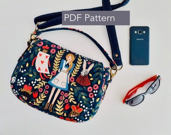 Serena Saddle Bag, PDF digital sewing pattern, crossbody bag tutorial, classic saddle bag, bag with flap pattern, shoulder bag pattern