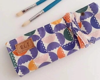 Personalised brush roll, waterproof art case, artist brush wrap, roll up pencil case, paint brush holder, artist tool storage, artist gift