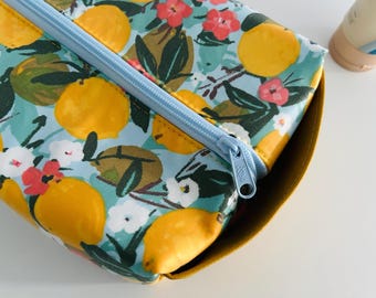 Lemons waterproof toiletry bag, wipe clean dopp kit, travel wash bag