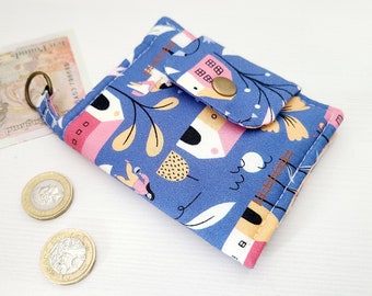 Girls pocket wallet, small pony purse, horse lover gift, cotton bifold wallet