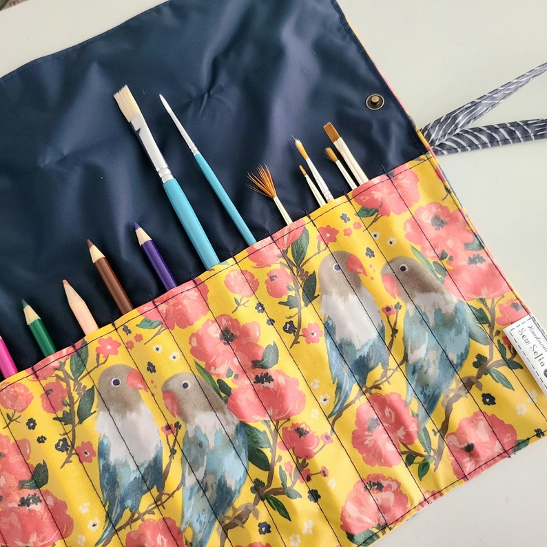 Paintbrushes roll, waterproof art case, artist brush wrap, roll up pencil case, paint brush holder, artist tool storage, gift for artist image 4