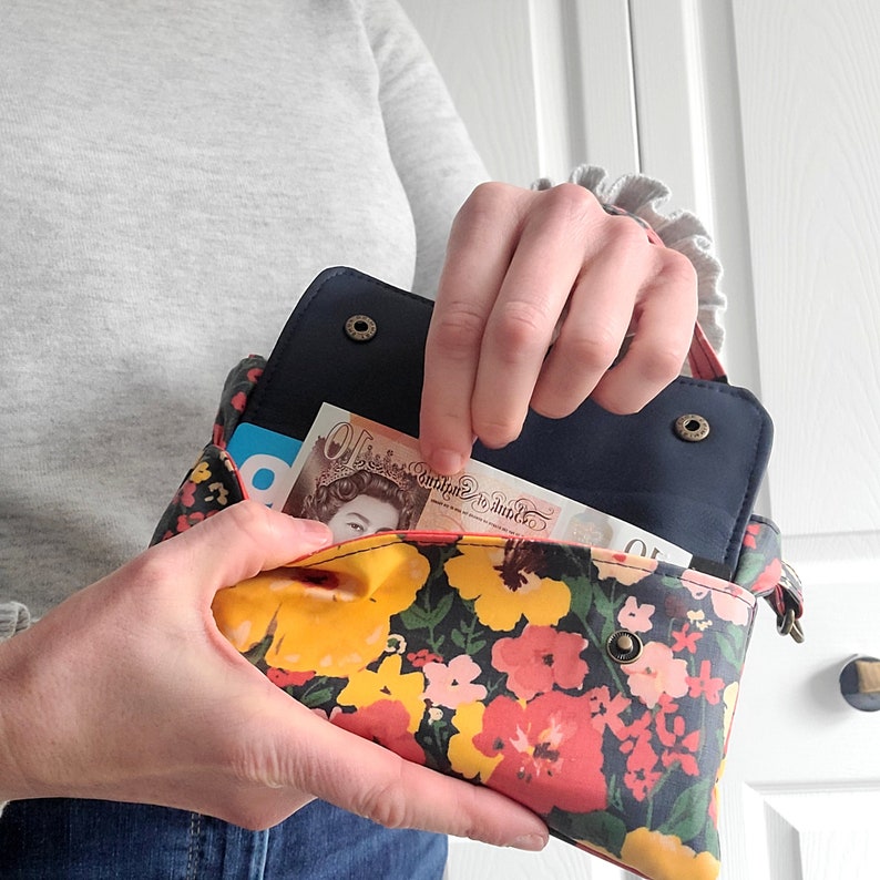 Clutch phone wallet, iPhone wristlet, bag for phone, vegan phone wallet, floral phone purse, wipe clean wallet with strap, Mothers Day Gift image 7