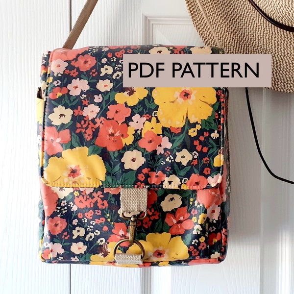 Nine to Five Lunch Bag pattern, PDF sewing pattern, digital bag pattern, insulated lunch bag, baby bottle bag, unisex lunch tote