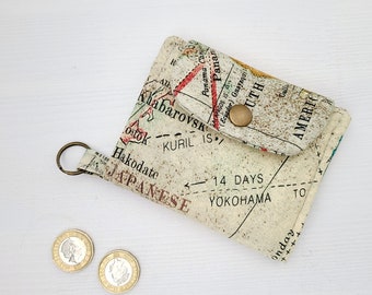 Old Maps wallet, Vintage atlas wallet, Japan map wallet, credit card purse, cotton bifold wallet, small pocket wallet, teenager gift
