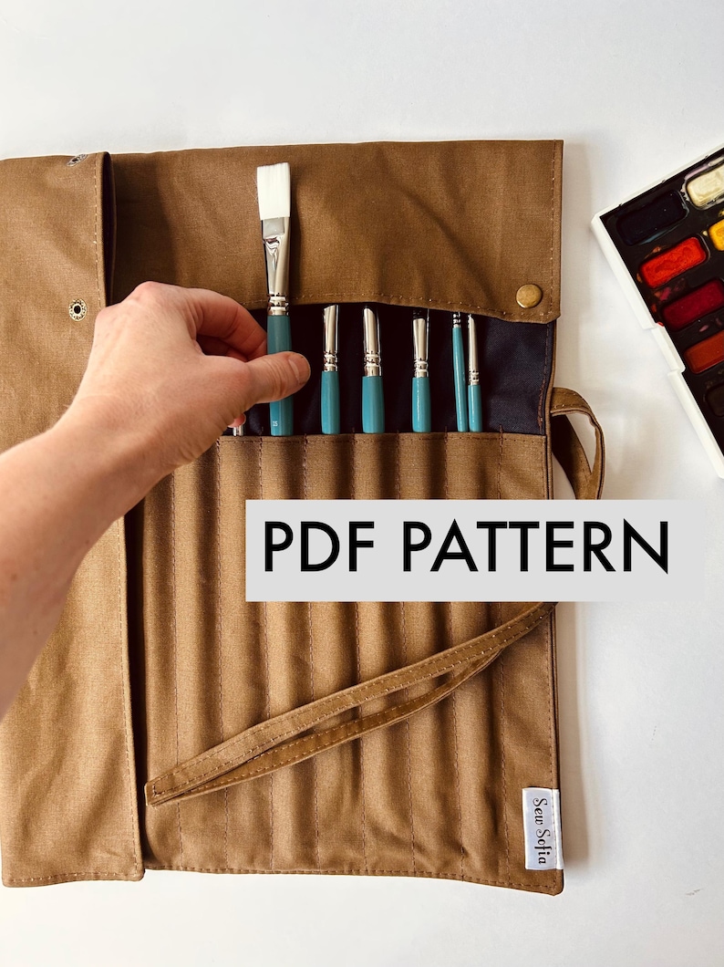 Paintbrush Roll Pattern Artist Brush Roll Pattern, Paintbrush Wrap Pattern, Craft Tool ...