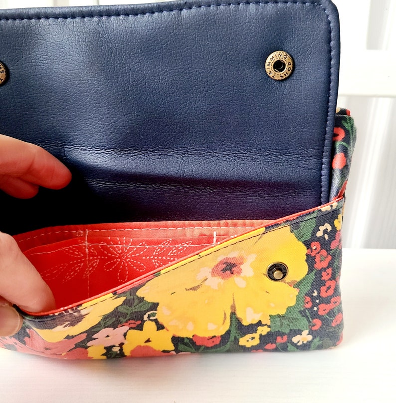 Clutch phone wallet, iPhone wristlet, bag for phone, vegan phone wallet, floral phone purse, wipe clean wallet with strap, Mothers Day Gift image 4
