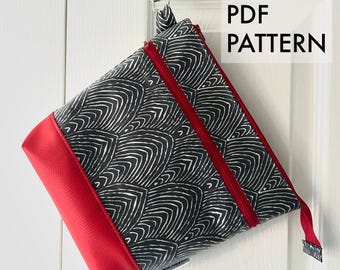背が高くて整頓されたウォッシュバッグの型紙、PDF 縫製型紙、デジタルバッグの型紙、大型トイレタリーキット、防水ジップバッグ、ポケット付きプロジェクトポーチ