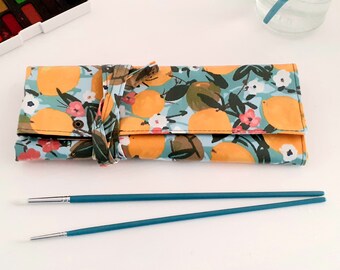 Wipe clean paintbrush roll, large brush wrap, artist pencil roll, art tools case, sketch artist gift