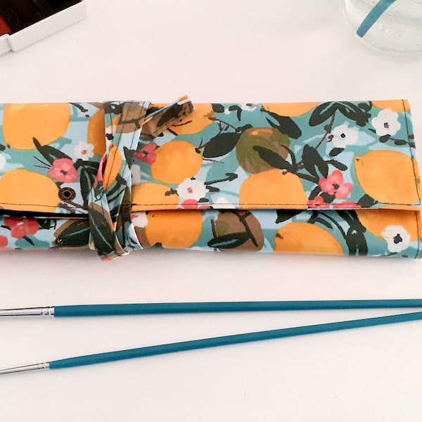 Wipe clean paintbrush roll, large brush wrap, artist pencil roll, art tools case, sketch artist gift
