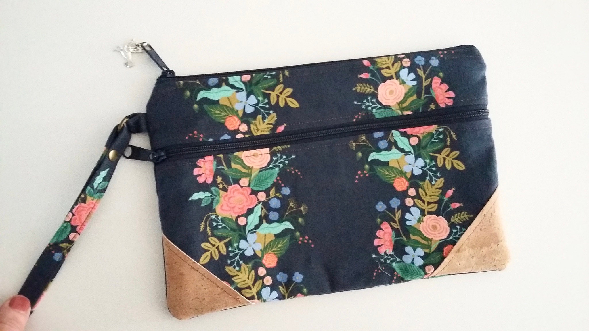 Garden Vines Double Zip Clutch Bag