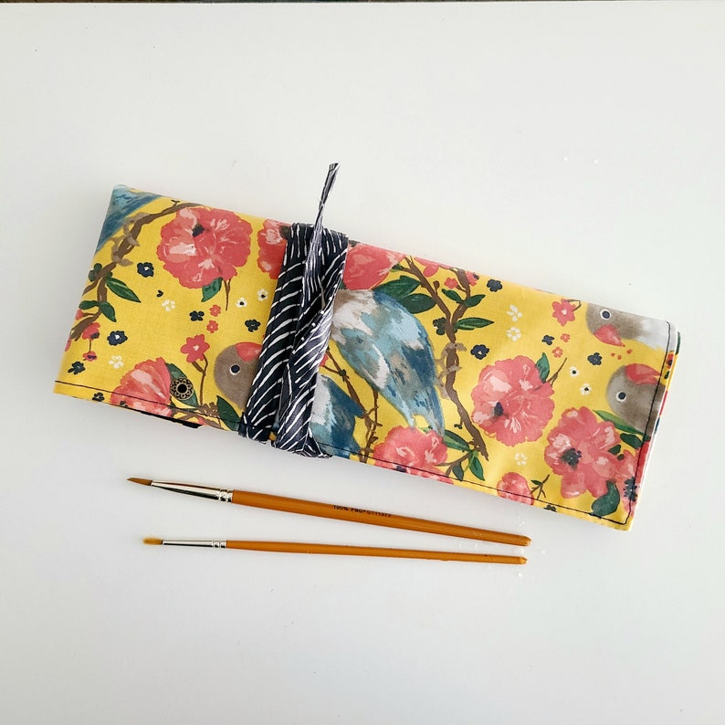 Paintbrushes roll, waterproof art case, artist brush wrap, roll up pencil case, paint brush holder, artist tool storage, gift for artist image 8