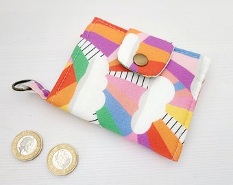 Girls pocket wallet, small rainbow purse, teenager girl wallet, mini folding wallet, cotton bifold wallet