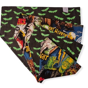Universal monsters/Horror/Halloween dog bandana- reversible, XS, S, M, L