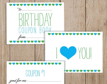 Printable Birthday Coupon Book. Editable PDF. DIY Birthday Gift. Husband. Wife. Boyfriend. Girlfriend. Mom. Dad. Daughter. Son Birthday Card