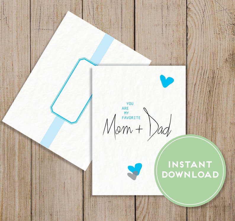 Favorite Mom and Dad Card Printable. Mom and Dad Anniversary Card ...