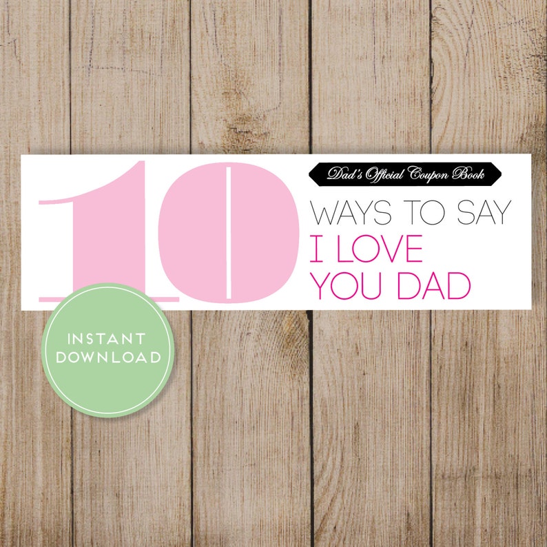 Dad Coupon Book Printable Dad Valentines Day Coupon Fathers Day