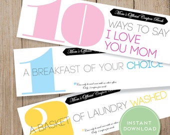 Mom Coupon Book Printable. Mom Valentines Day Coupon. Mothers Day Coupon. Mom Love Coupon. Mom Birthday Coupon Book.