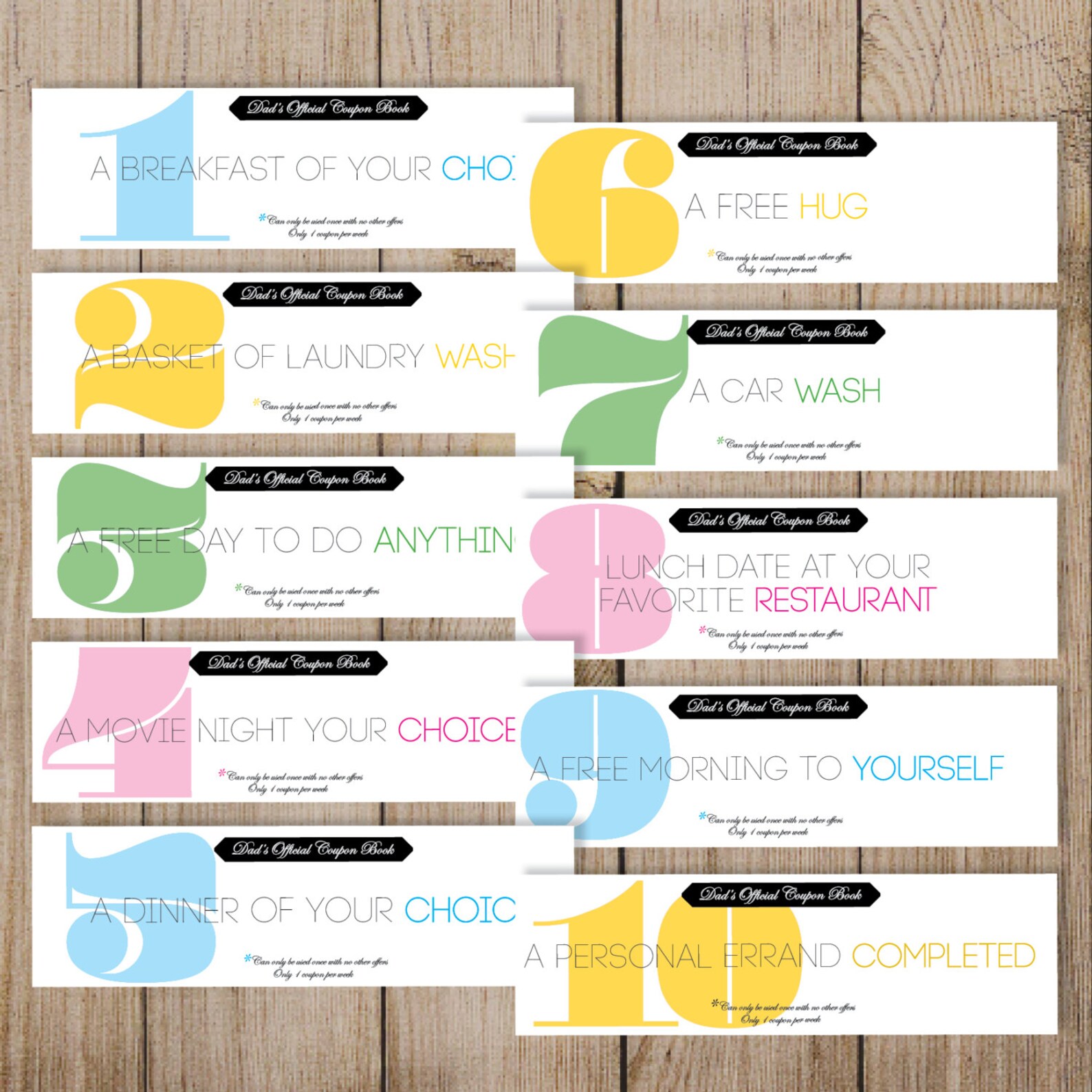 Dad Coupon Book Printable. Dad Valentines Day Coupon. Fathers Day ...