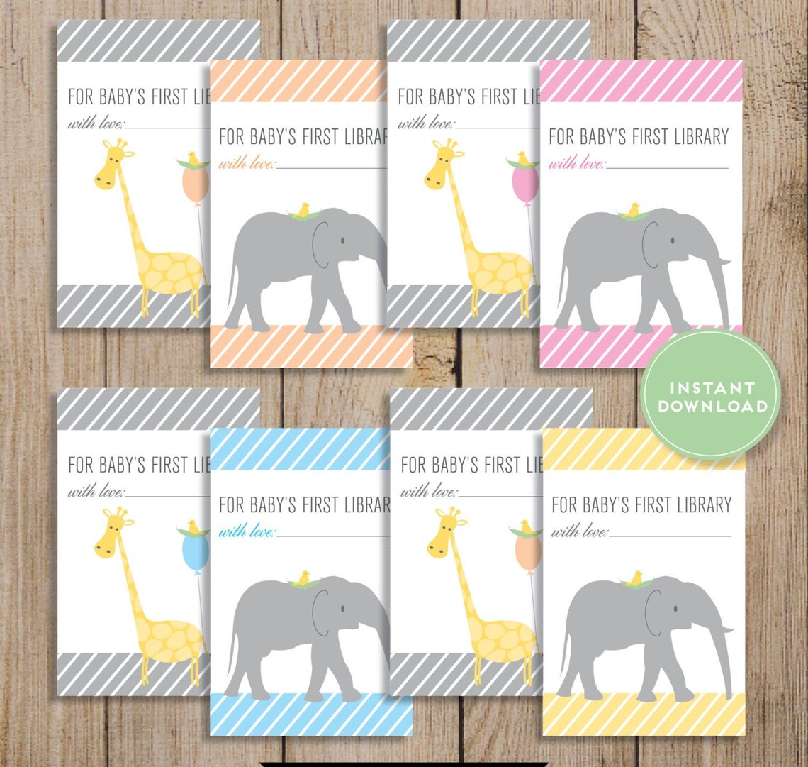 Printable Baby Shower Bookplate. Baby Book Sticker. Baby | Etsy