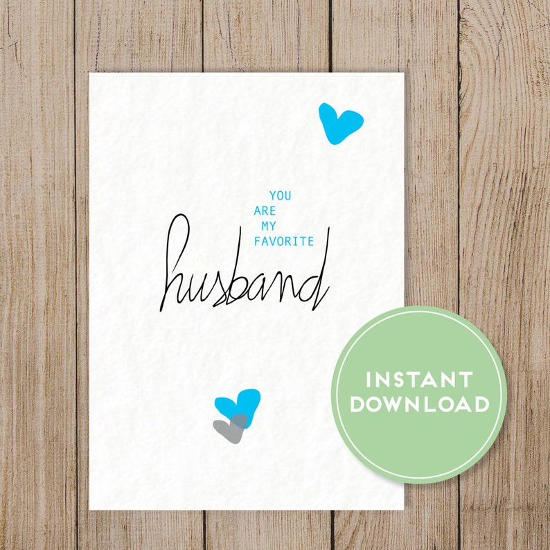 Favorite Husband Card Printable Husband Birthday Card Husband Anniversary Card Husband Love