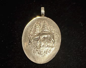 handcrafted metal Destination Pendant deer woods forest travel souvenir