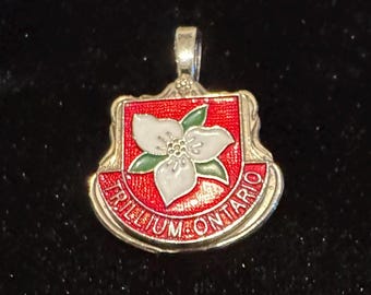 Trillium Ontario Canada handcrafted Destination Pendant metal red enamel white flower