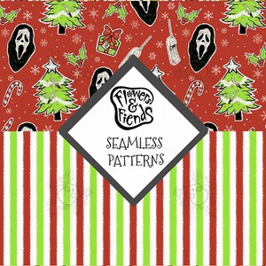 Scream-y Little Creepmas \ Red & Green Stripes Seamless Patterns PNG (Up to 250)