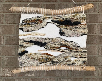 Wall Hanging, Nature Wall Decor, Hand Made, Hand Spun Art Yarn, Geode Wall Art, One of a Kind