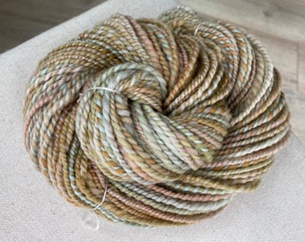 Hand Spun Yarn, Fine Corriedale Cross Wool, Hand dyed, 125 yards, 2-ply,  worsted/aran, 8 wpi, one of a kind