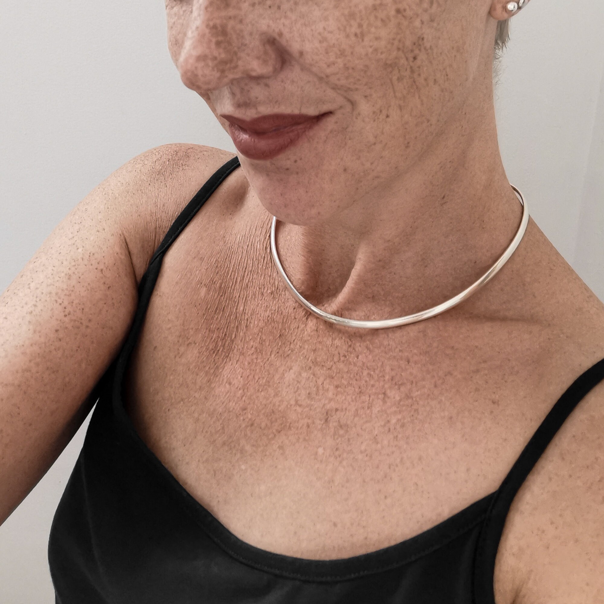 Hallmarked Simple Solid Silver Torque Necklace Plain Torque Etsy