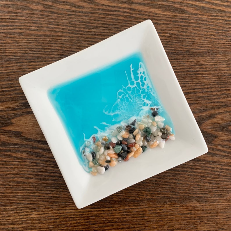 Small Pebble Beach Wide Square Trinket Dish