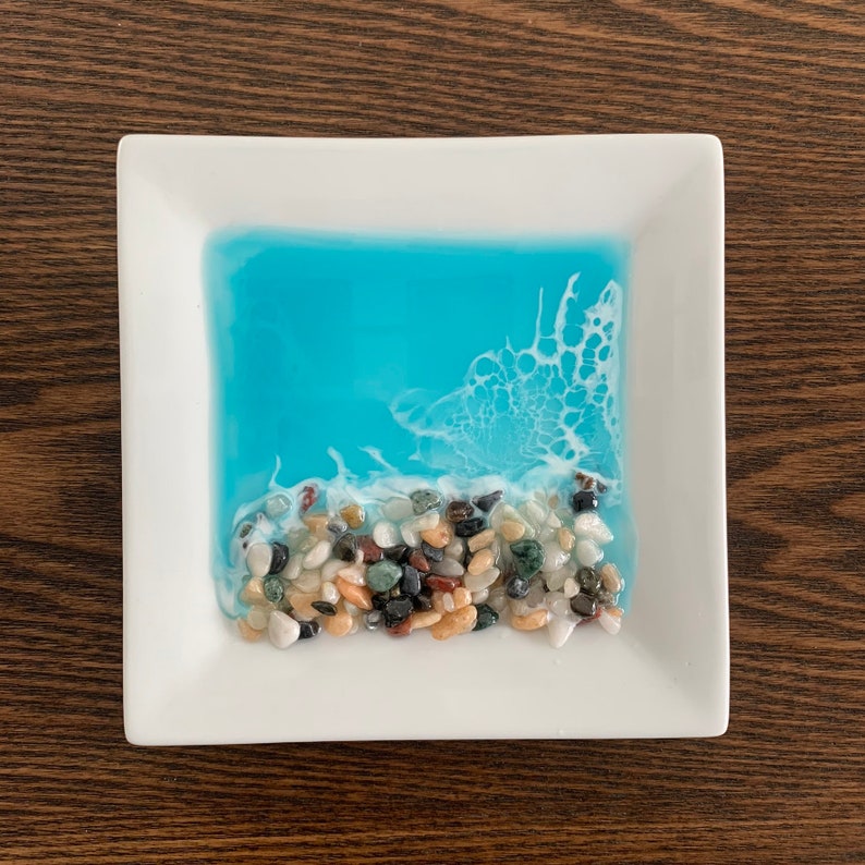 Small Pebble Beach Wide Square Trinket Dish