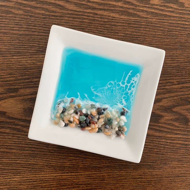 Small Pebble Beach Wide Square Trinket Dish