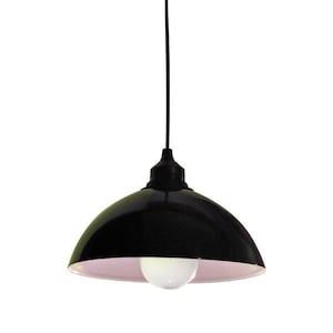 Lampada smaltata in nero/rosa