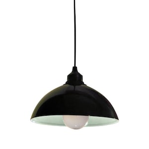 Lampada in smalto - nero/verde pastello