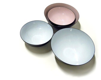 Pastel blue-black enamel Bowls